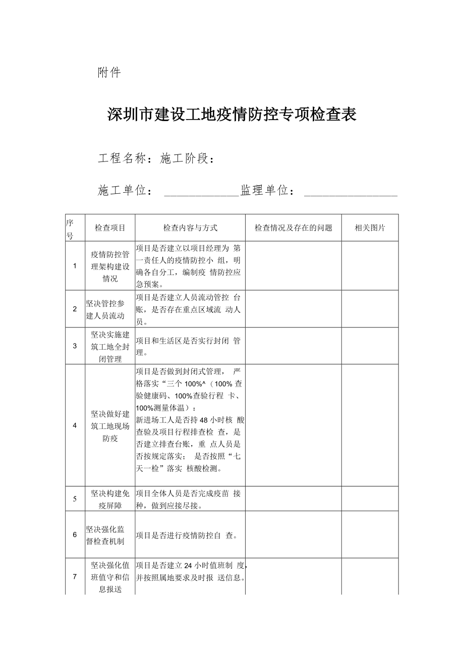附件：深圳市建设工地疫情防控检查表(5)材料_第1页