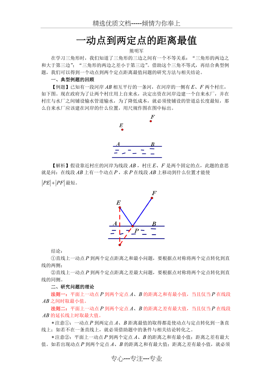 动点到两定点的距离最值(共6页)_第1页