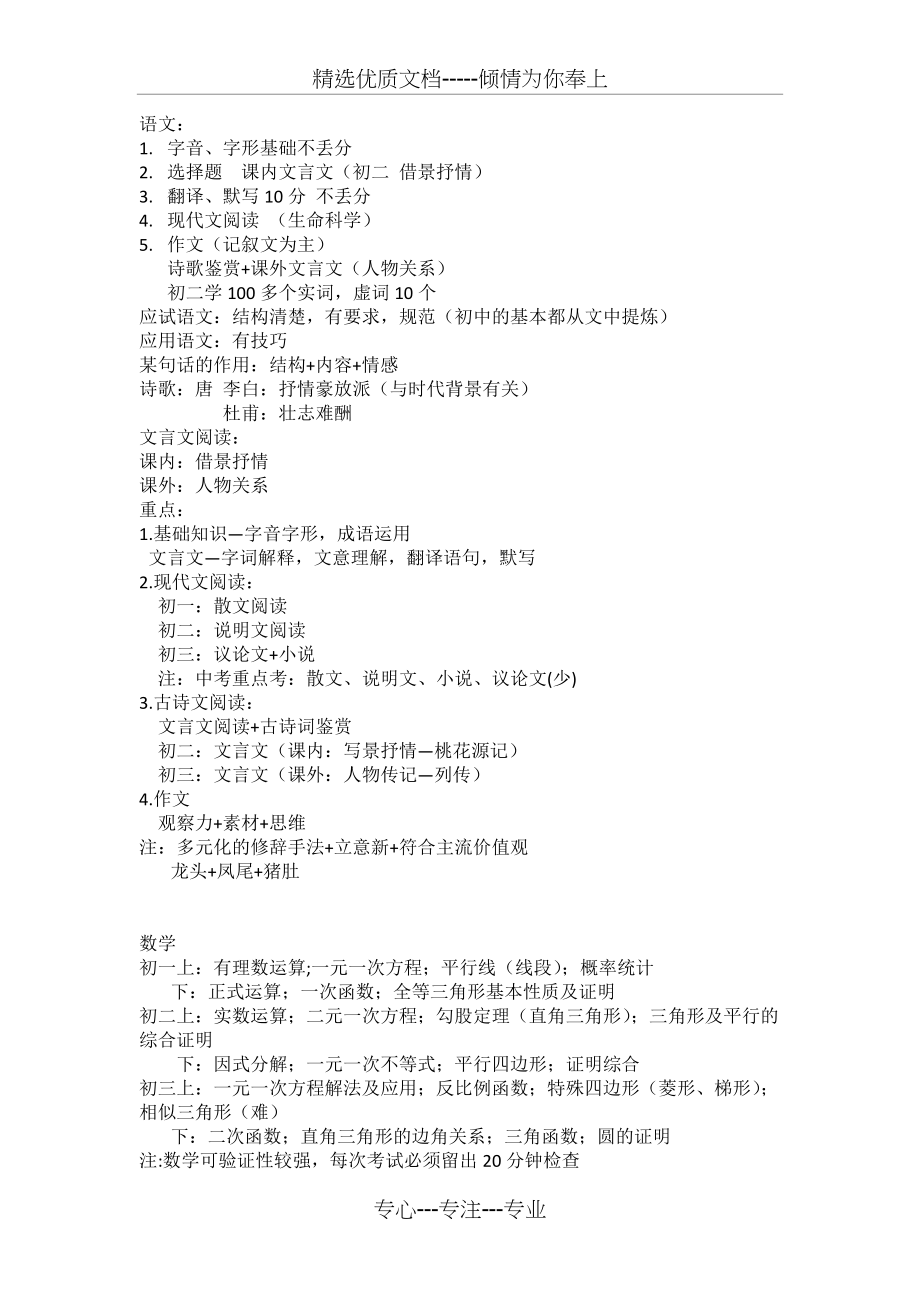 初中各科目学习重点(共2页)_第1页