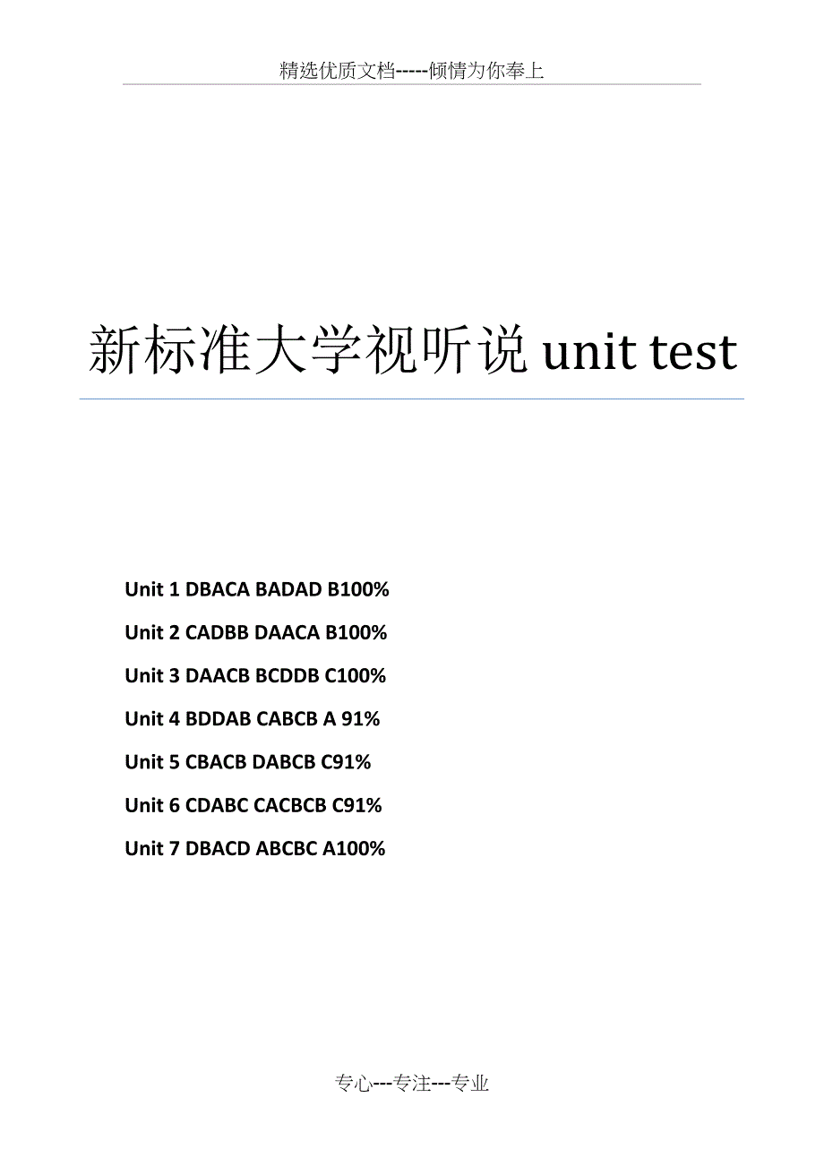 新标准大学视听说4网上作业unittest答案含题(共29页)_第1页