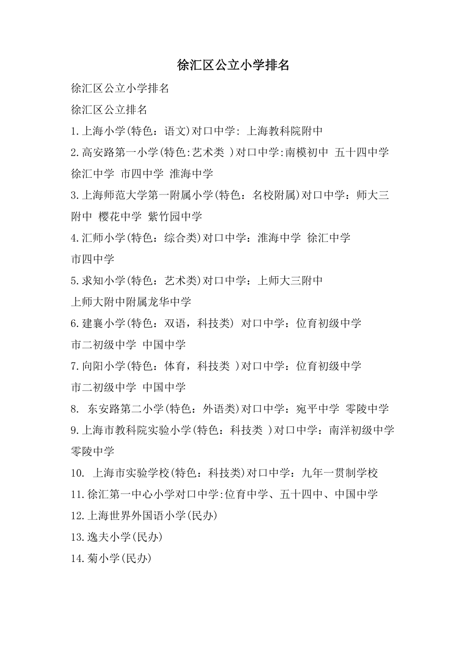徐汇区公立小学排名_第1页