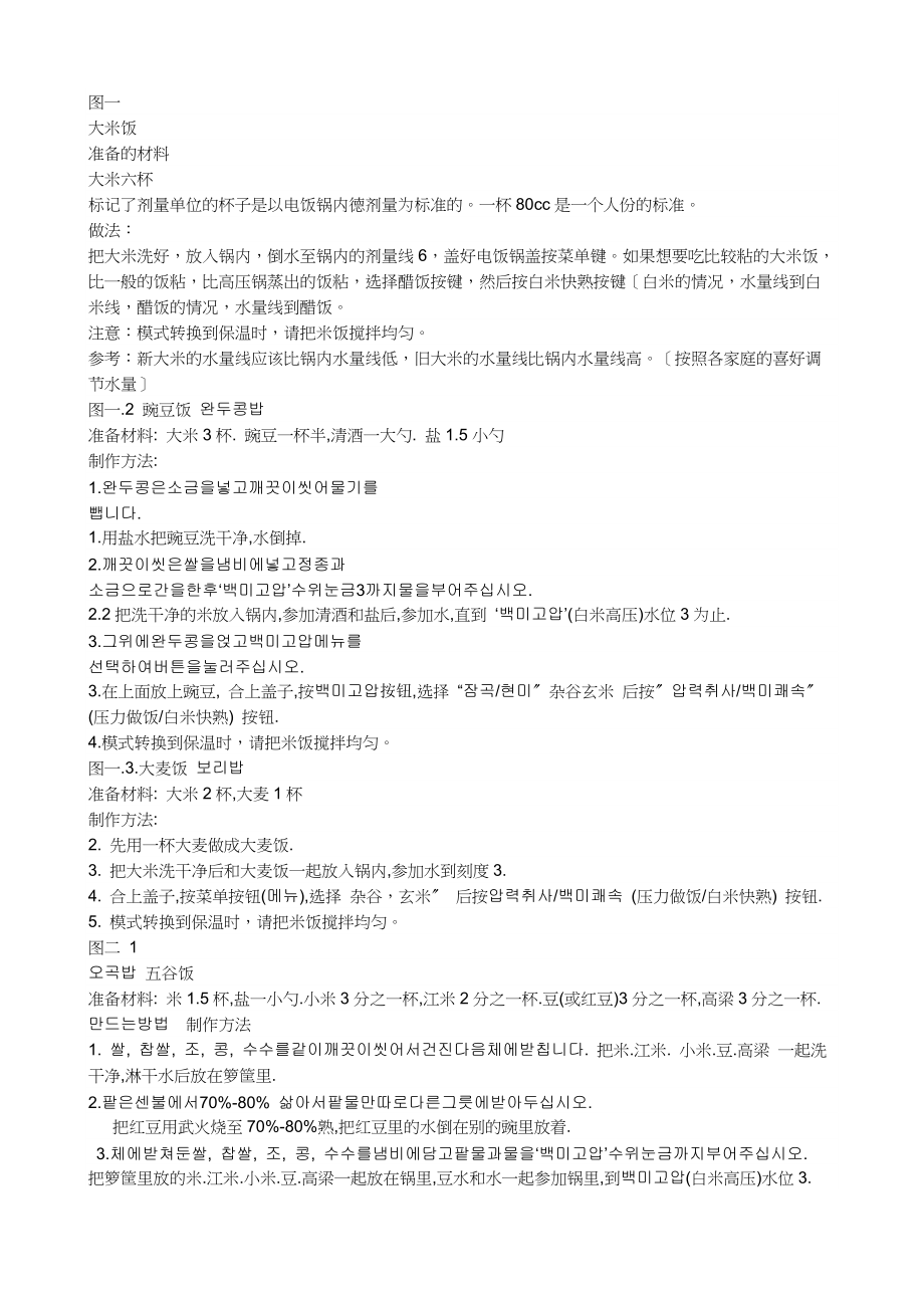 韩国原装cuckoo电饭煲 中文版说明书汇编_第1页