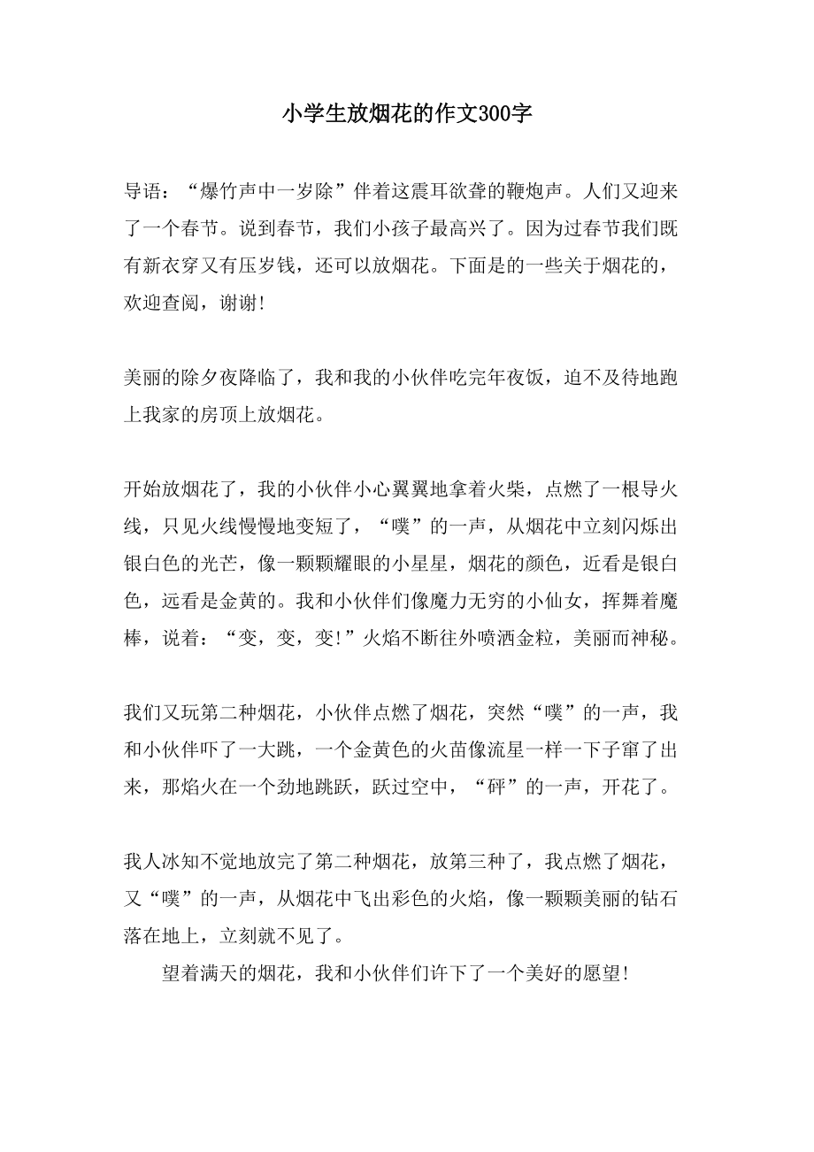 小学生放烟花的作文300字_第1页