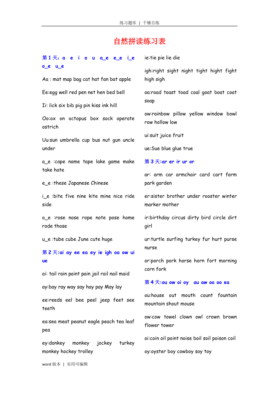 自然拼读练习题收集_第1页