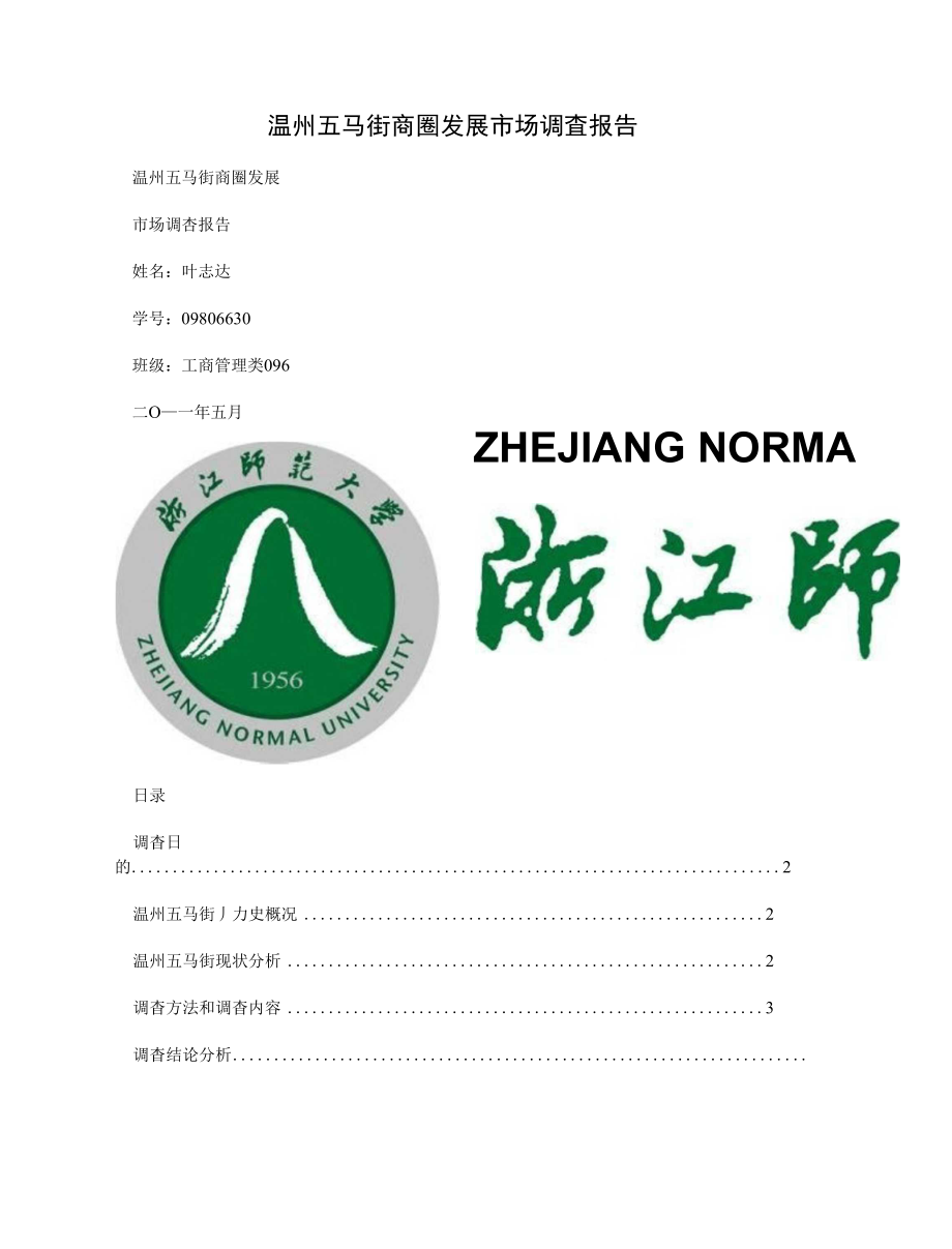 温州五马街商圈发展市场调査报告_第1页