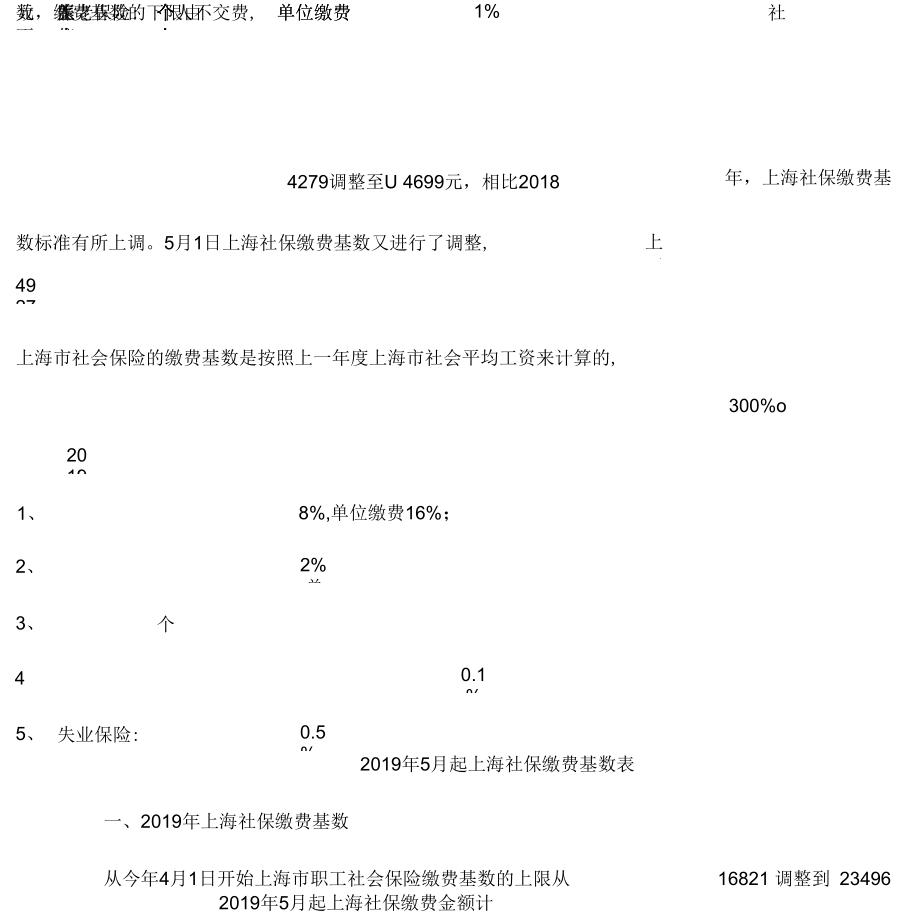 2019年5月社保缴费基数与比例与计算表_第1页