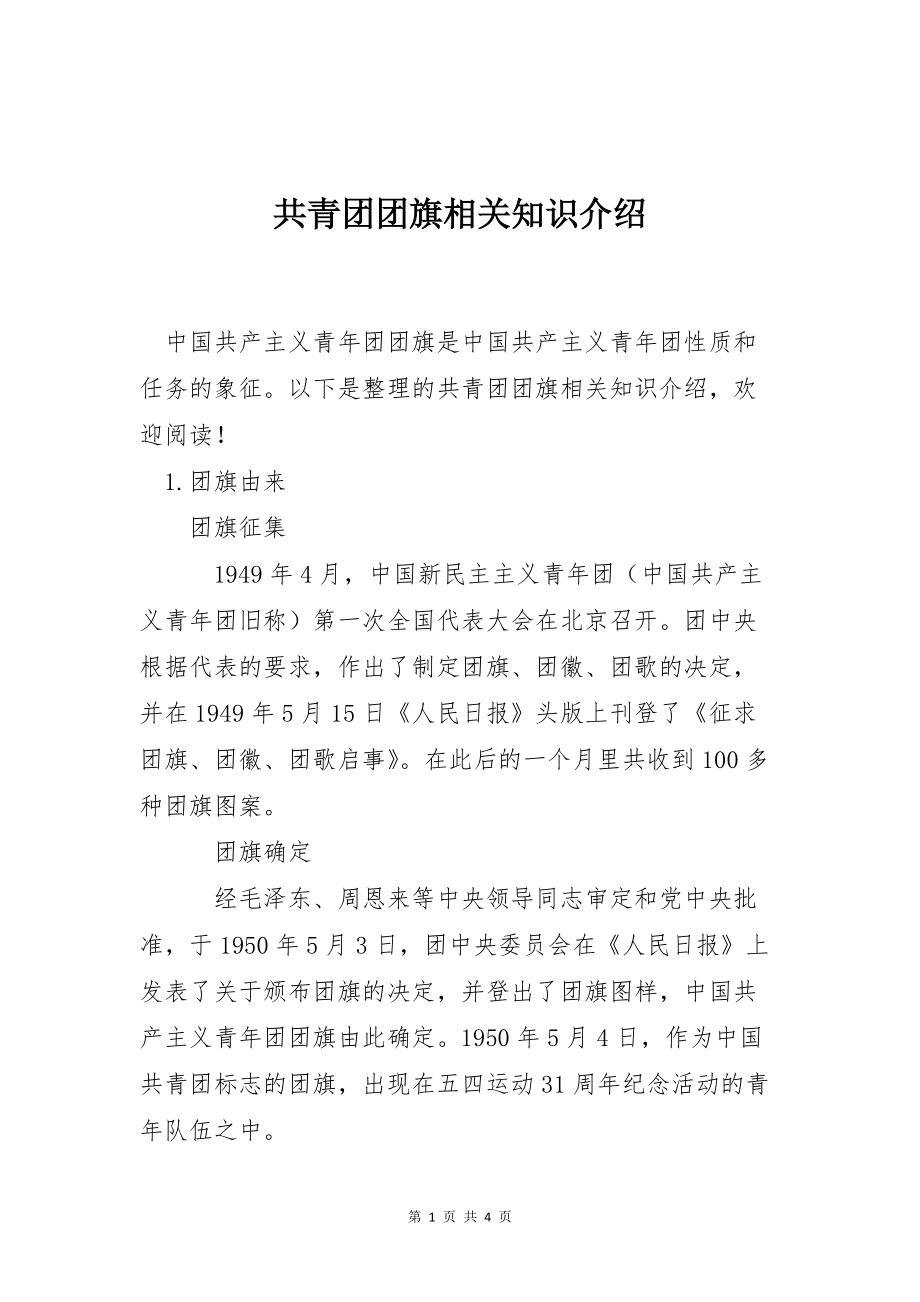 共青团团旗相关知识介绍_第1页