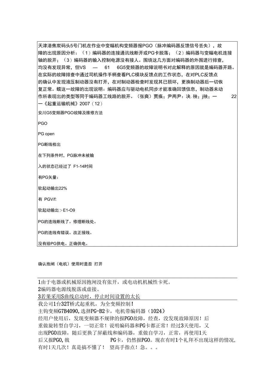 天津港固柯胪em5号门机在作业中变幅机构变频器报PGO_第1页