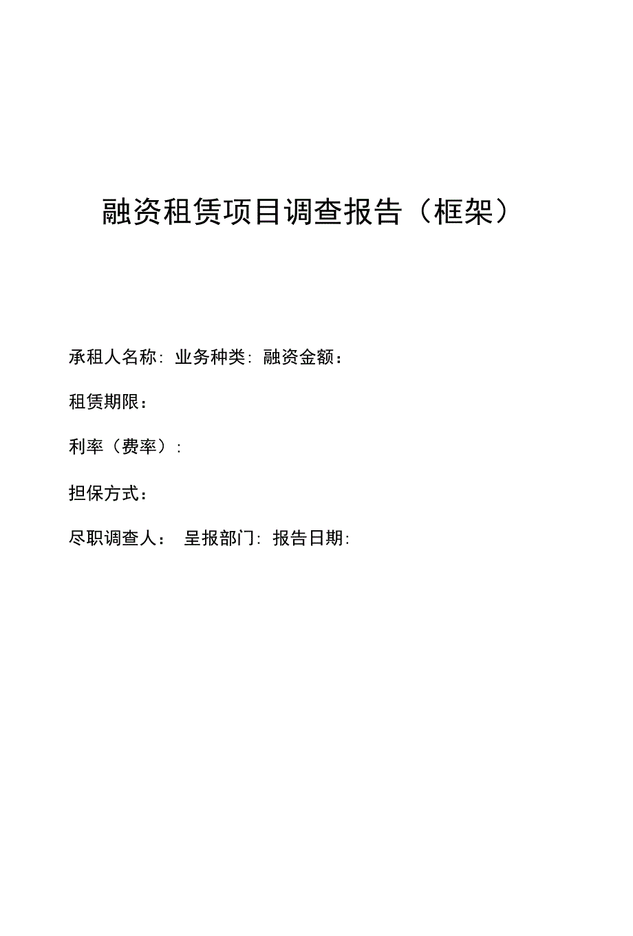 融资租赁项目调查报告（框架）_第1页