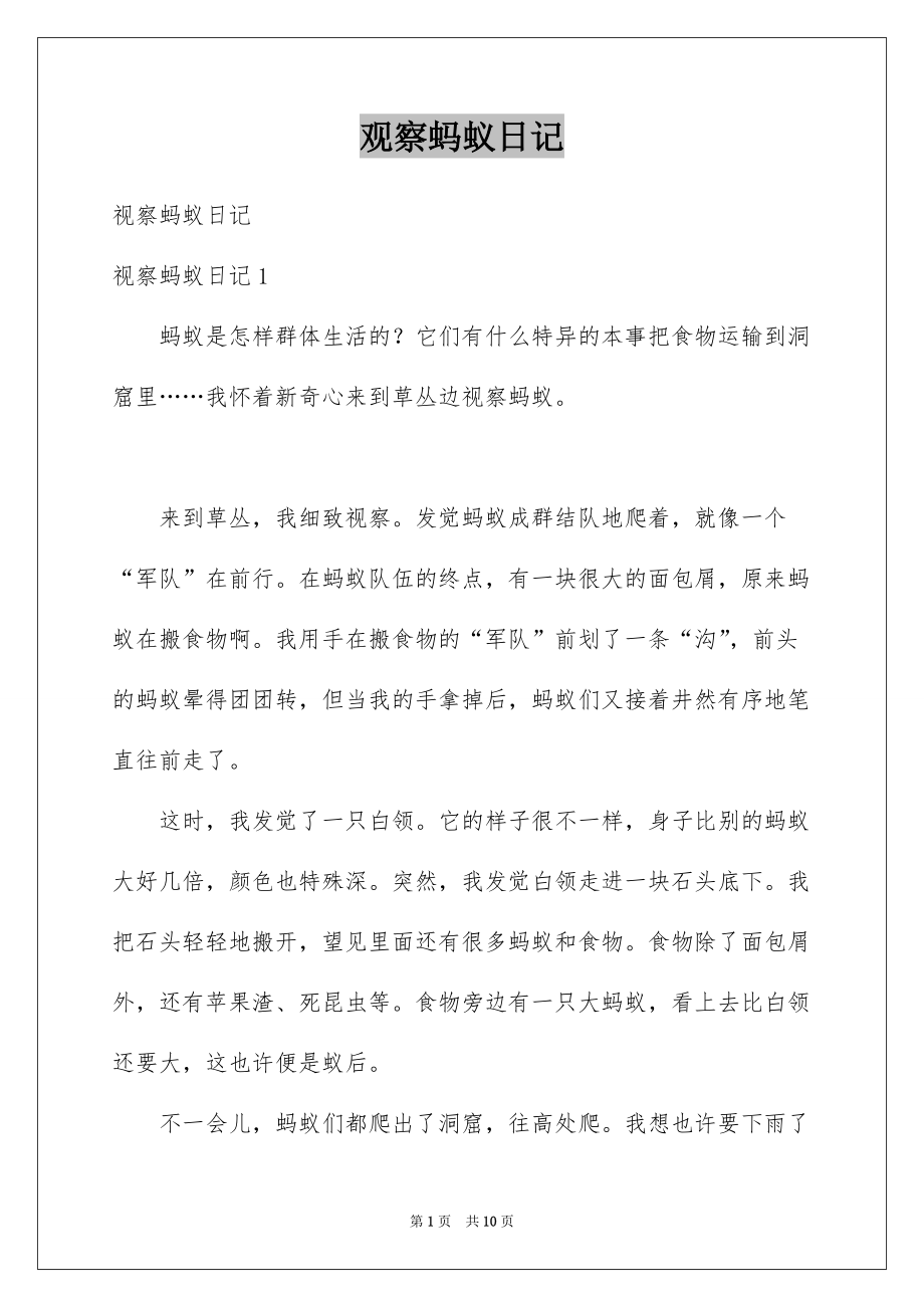 观察蚂蚁日记汇编_第1页