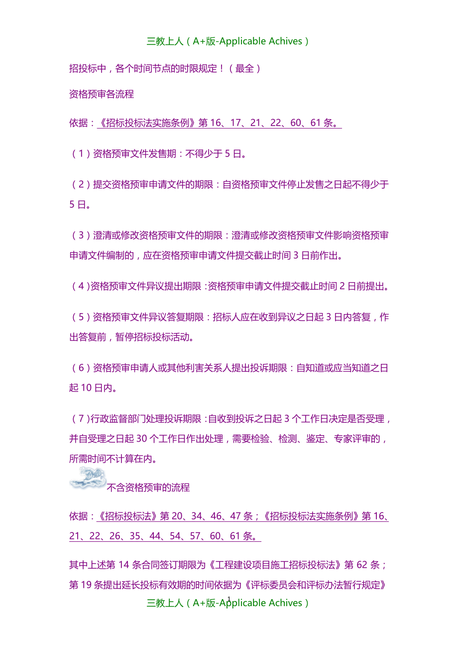 招标投标-招投标中-各个时间节点的时限规定_第1页