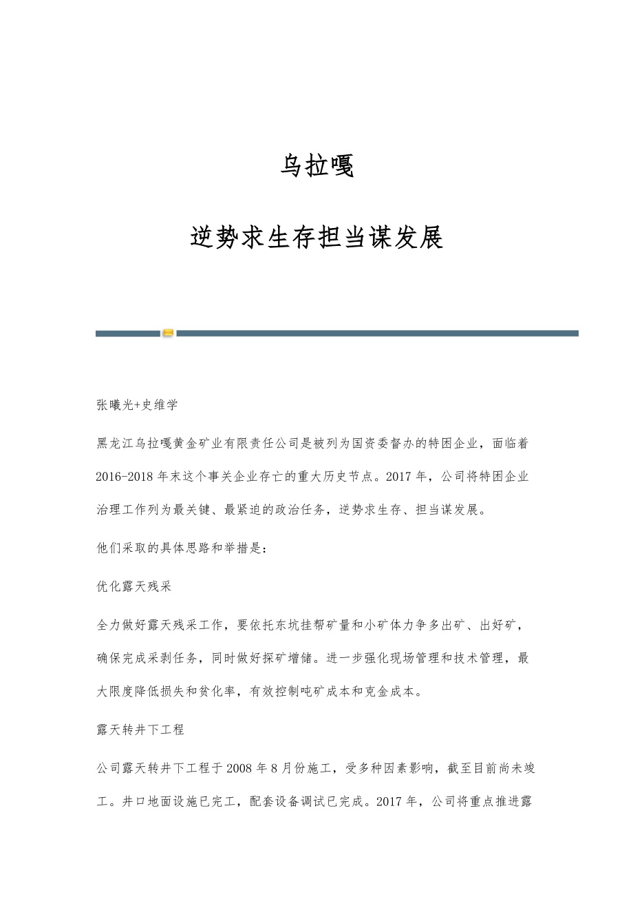 乌拉嘎：逆势求生存担当谋发展_第1页