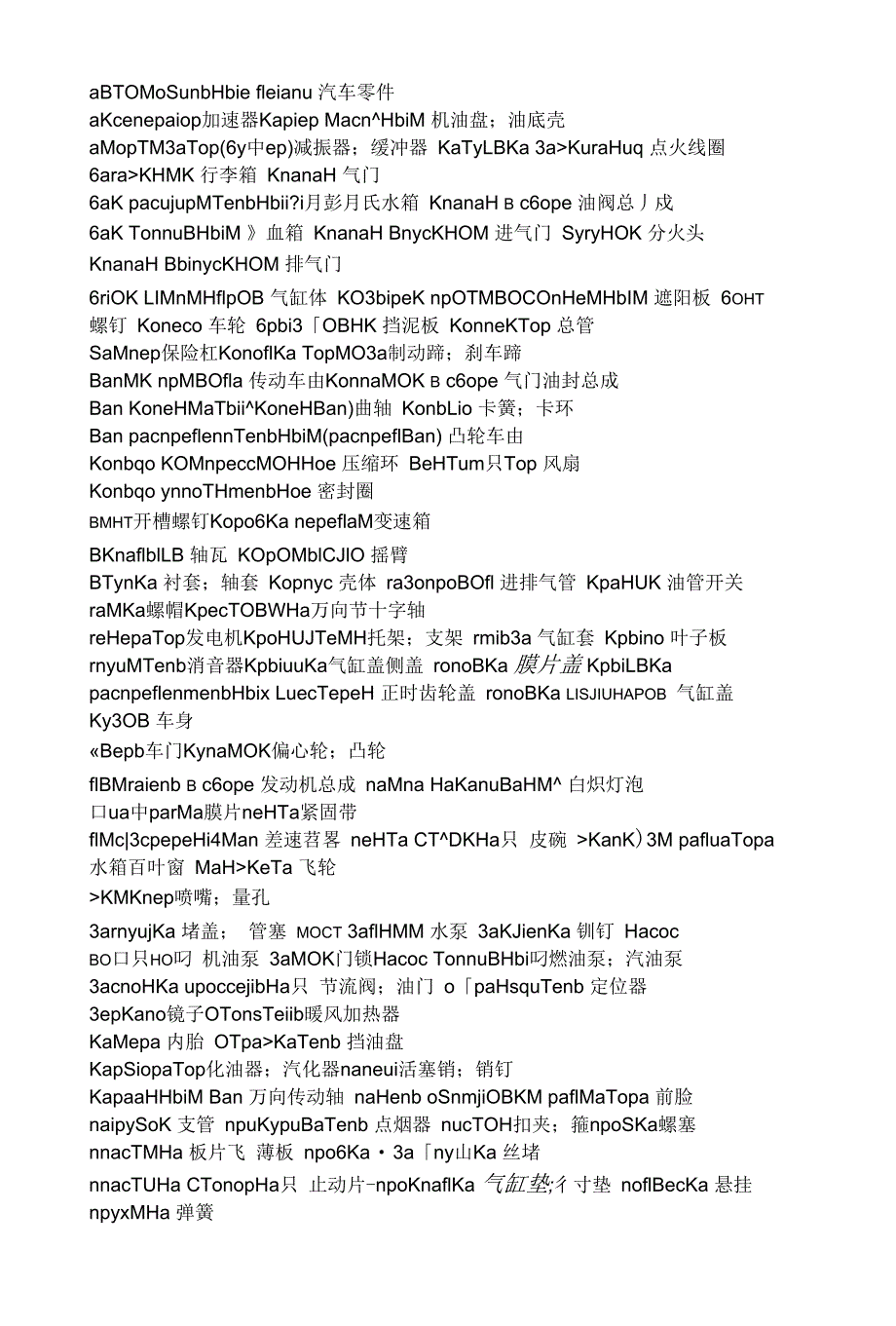 俄语汽车配件词汇_第1页