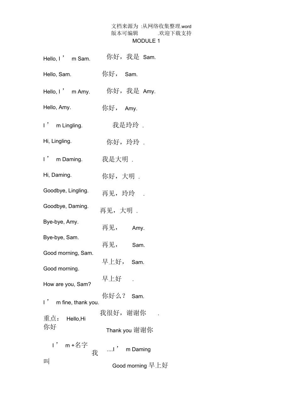 MODULE1重点词汇_第1页