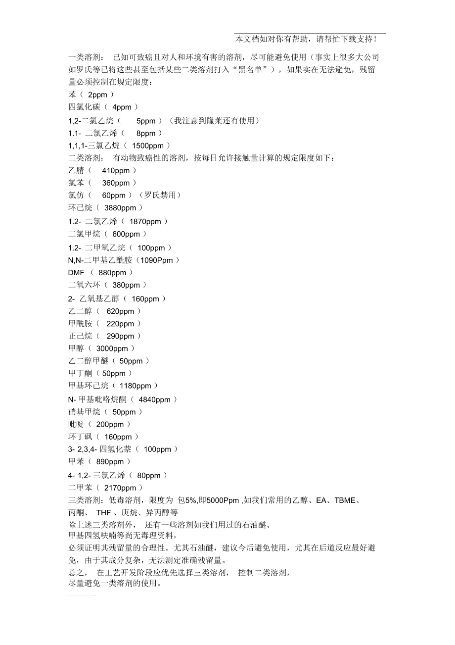 ICHQ3C一类二类三类溶剂_第1页