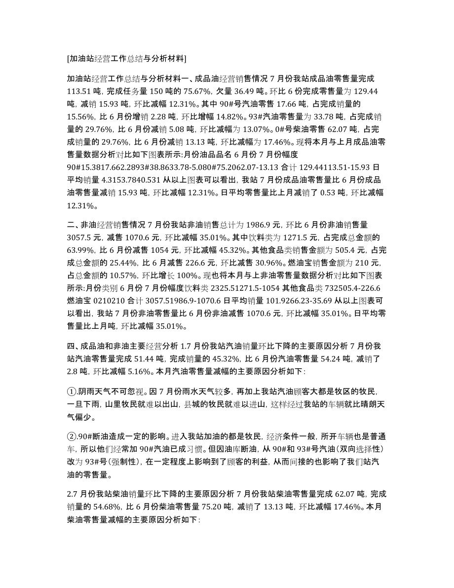 [加油站经营工作总结与分析材料]_第1页