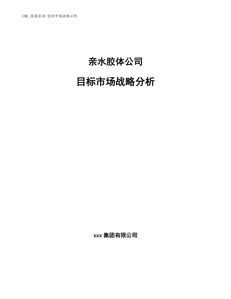 亲水胶体公司目标市场战略分析（参考）_第1页