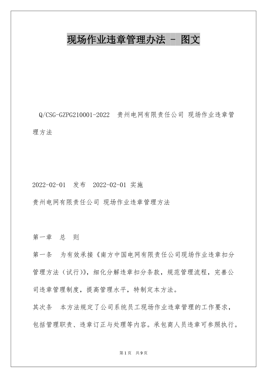 现场作业违章管理办法 - 图文_第1页