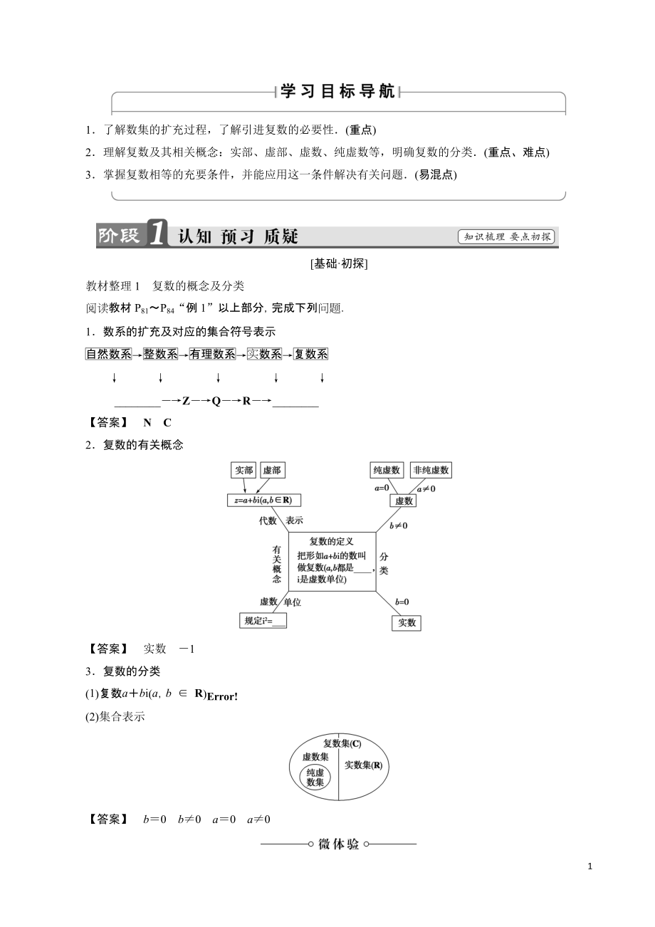 高中数学（人教B版 选修2-2）第3章 数系的扩充与复数 数系的扩充与复数的概念1_第1页