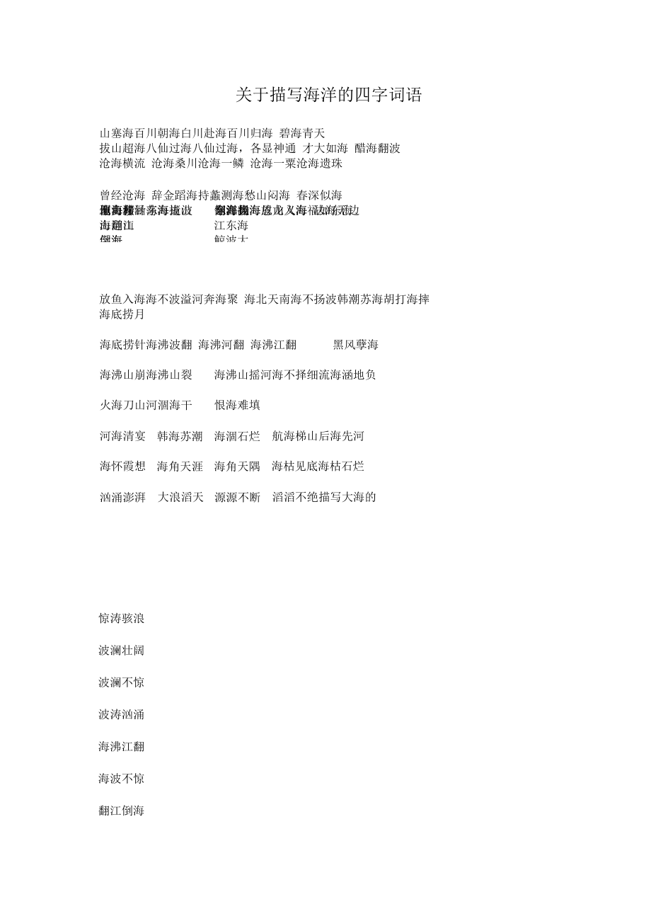 关于描写海洋的四字词语_第1页