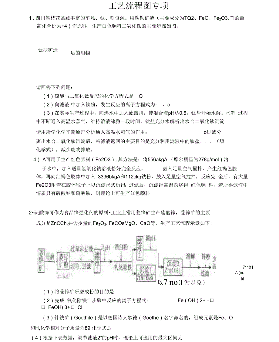 高中化学重点工艺流程图专项_第1页