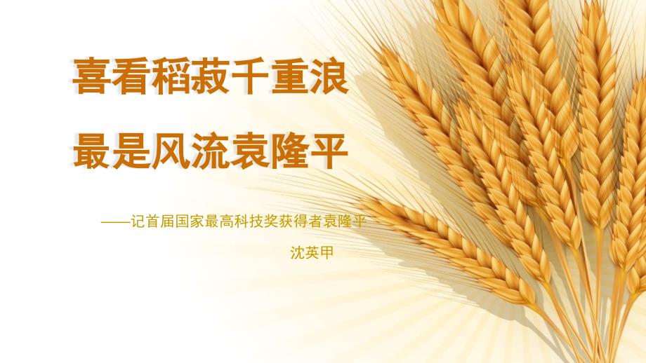 4《喜看稻菽千重浪》课件28张高中语文统编版必修上册_第1页