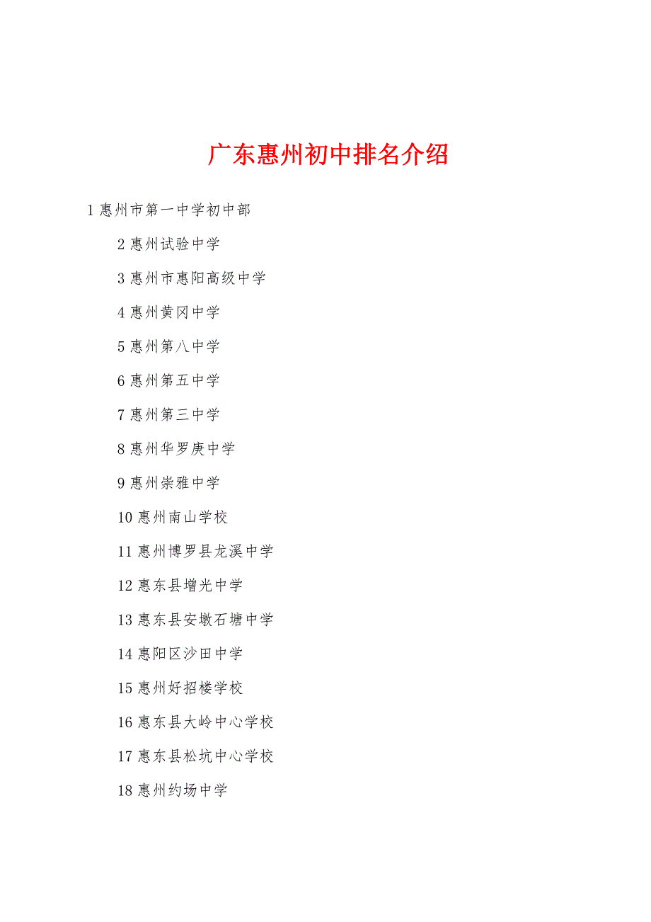 广东惠州初中排名介绍_第1页