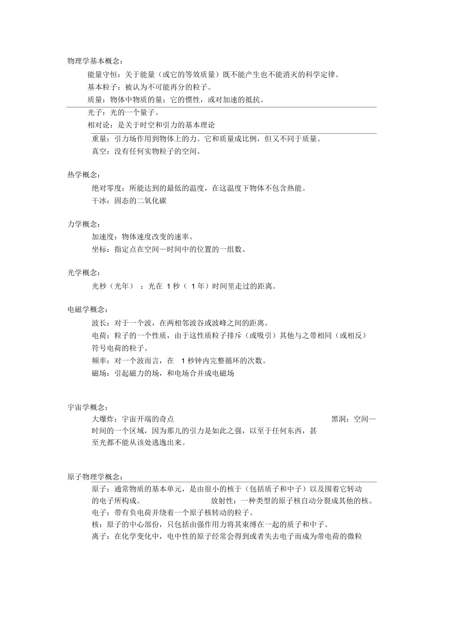 物理学基本概念汇总_第1页