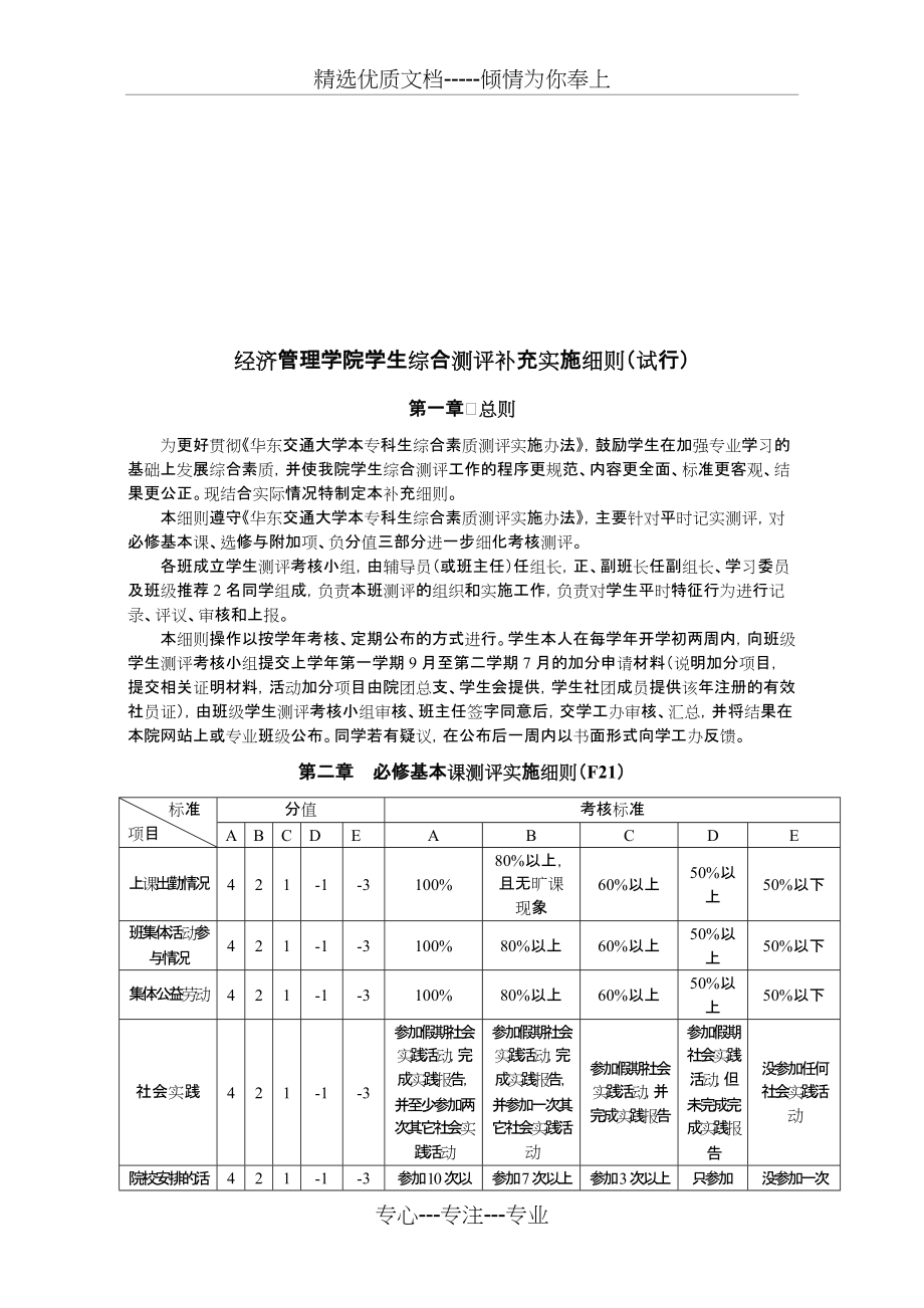 经济管理学院学生综合测评补充细则_第1页