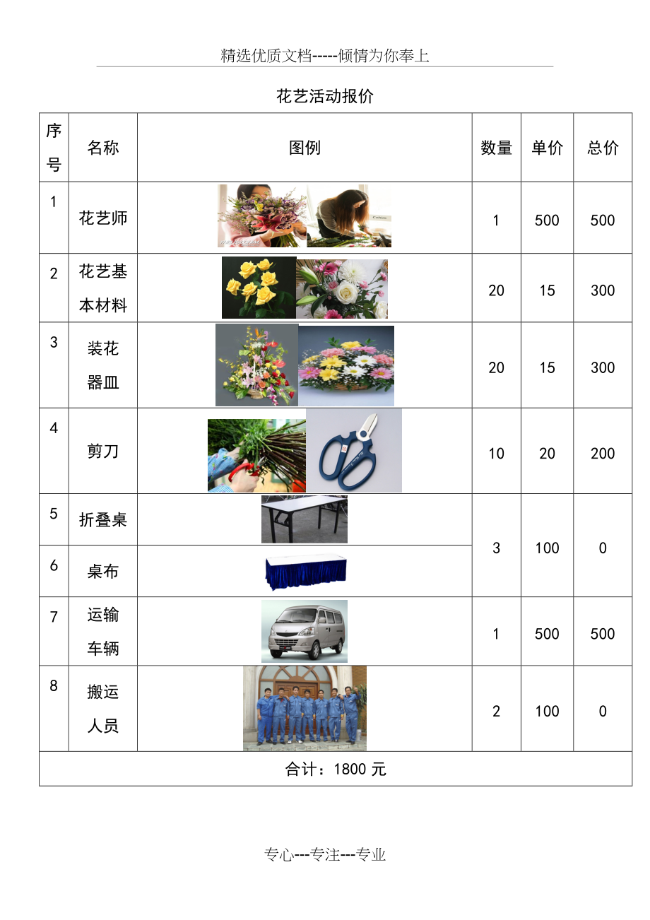 花艺报价单_第1页