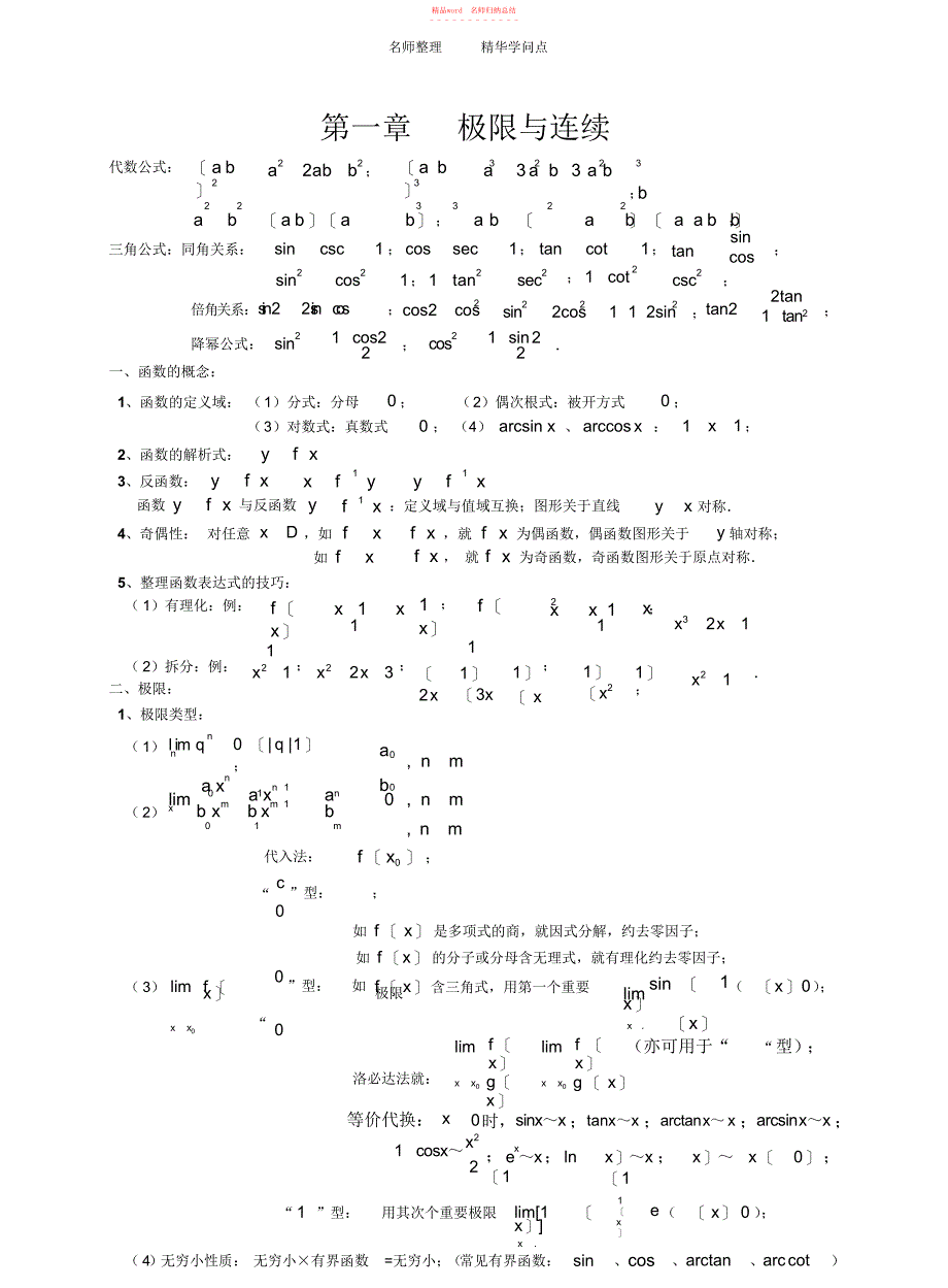 2022年专转本数学知识点_第1页