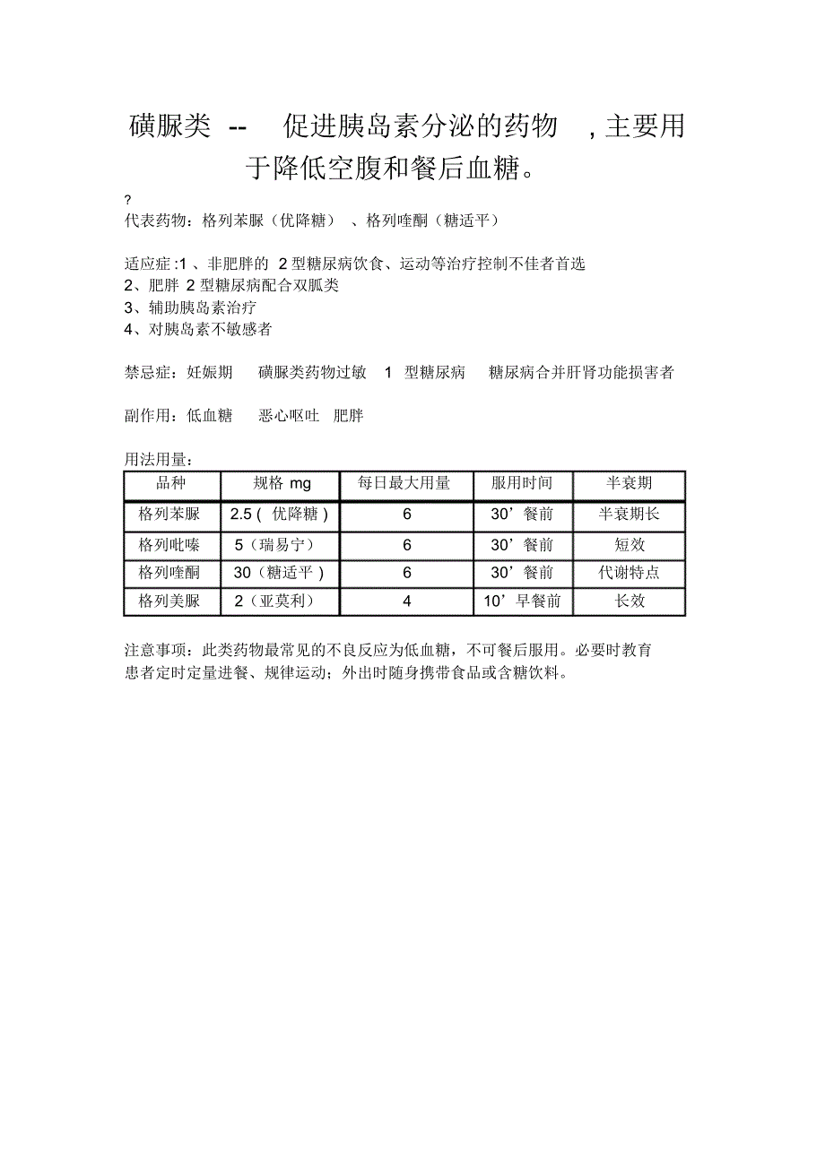 常用降糖药说明书_第1页