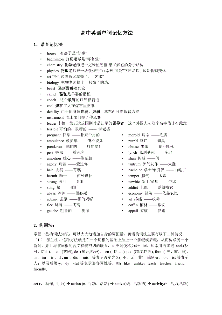 《高中单词记忆方法汇总》_第1页
