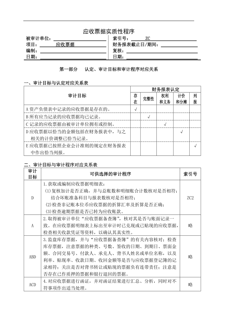 财务报表审计工作底稿编制指南：3-2-1-03资产类-应收票据_第1页