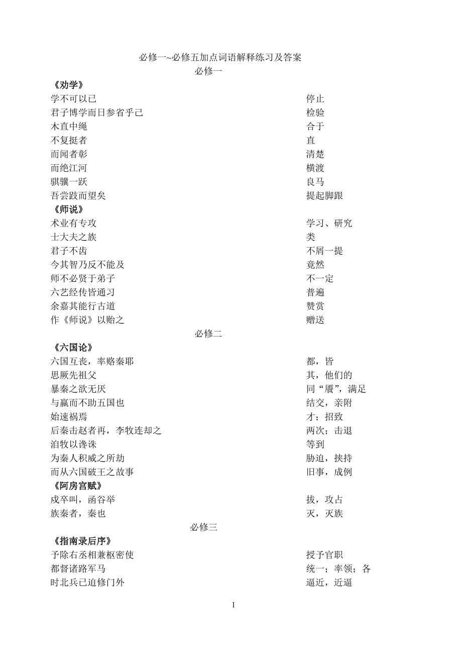 必修一~必修五文言实词解释(2)_第1页