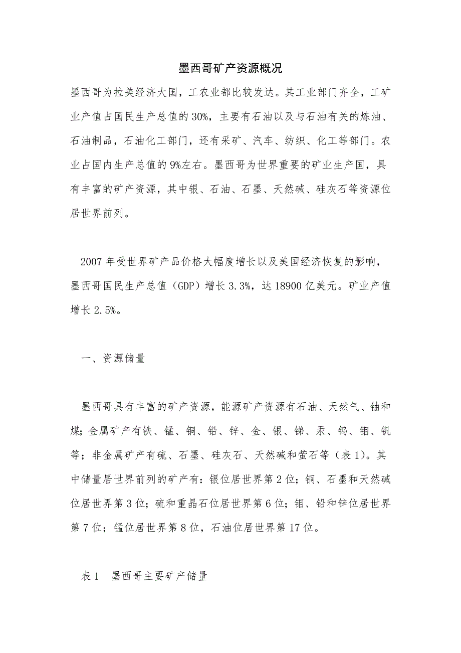 《墨西哥矿产资源概况》_第1页