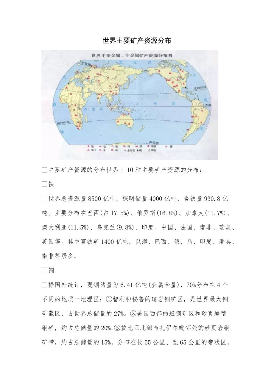 《世界主要矿产资源分布》_第1页