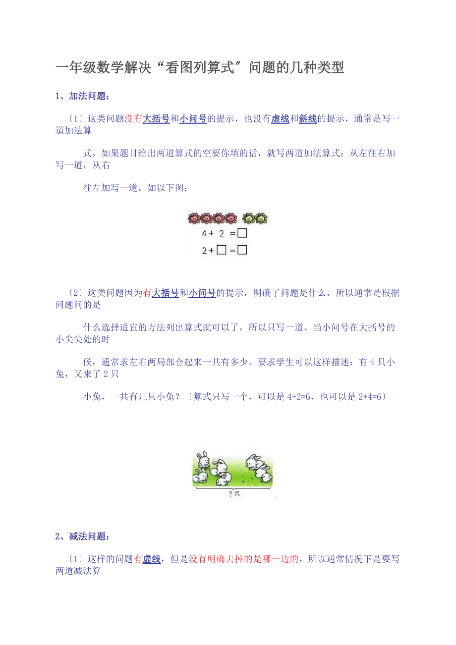 一年级数学解决问题常见题型借鉴_第1页