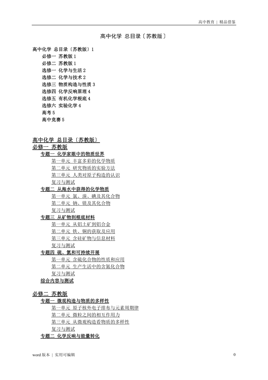 高中化学总目录(苏教版)终稿_第1页