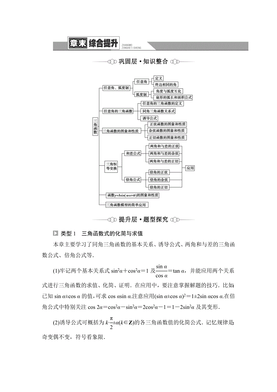 新教材人教A版数学必修章册学案-三角函数-章末综合提升-含答案_第1页