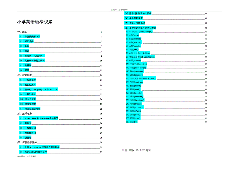 小学英语语法总结(含目录)实用_第1页