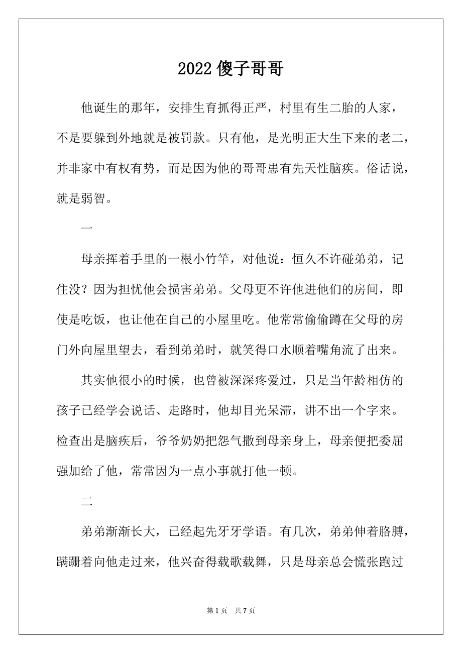 2022年傻子哥哥_第1页