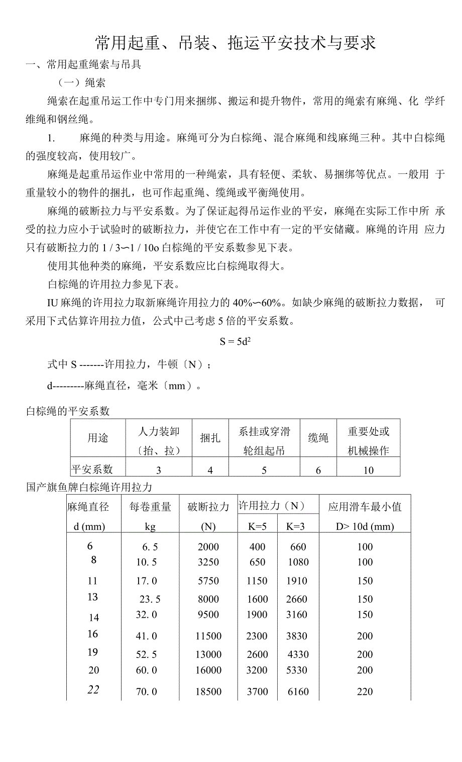 常用起重、吊装、拖运安全技术和要求_第1页