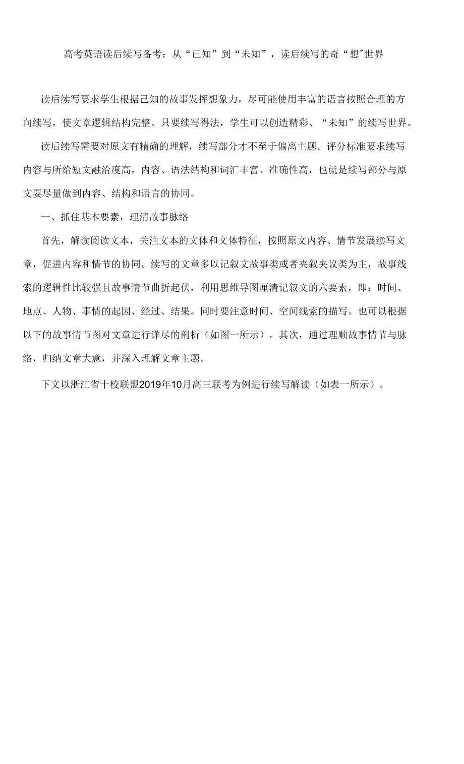 高考英语读后续写备考：从“已知”到“未知”读后续写的奇“想”世界_第1页