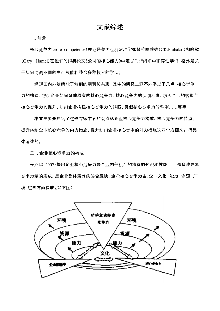 文献综述 企业核心竞争力_第1页