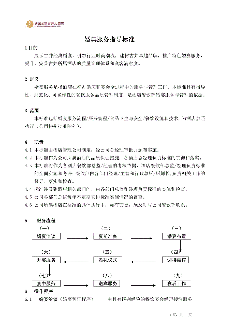 酒店婚典服务模式与标准（12P）资料_第1页