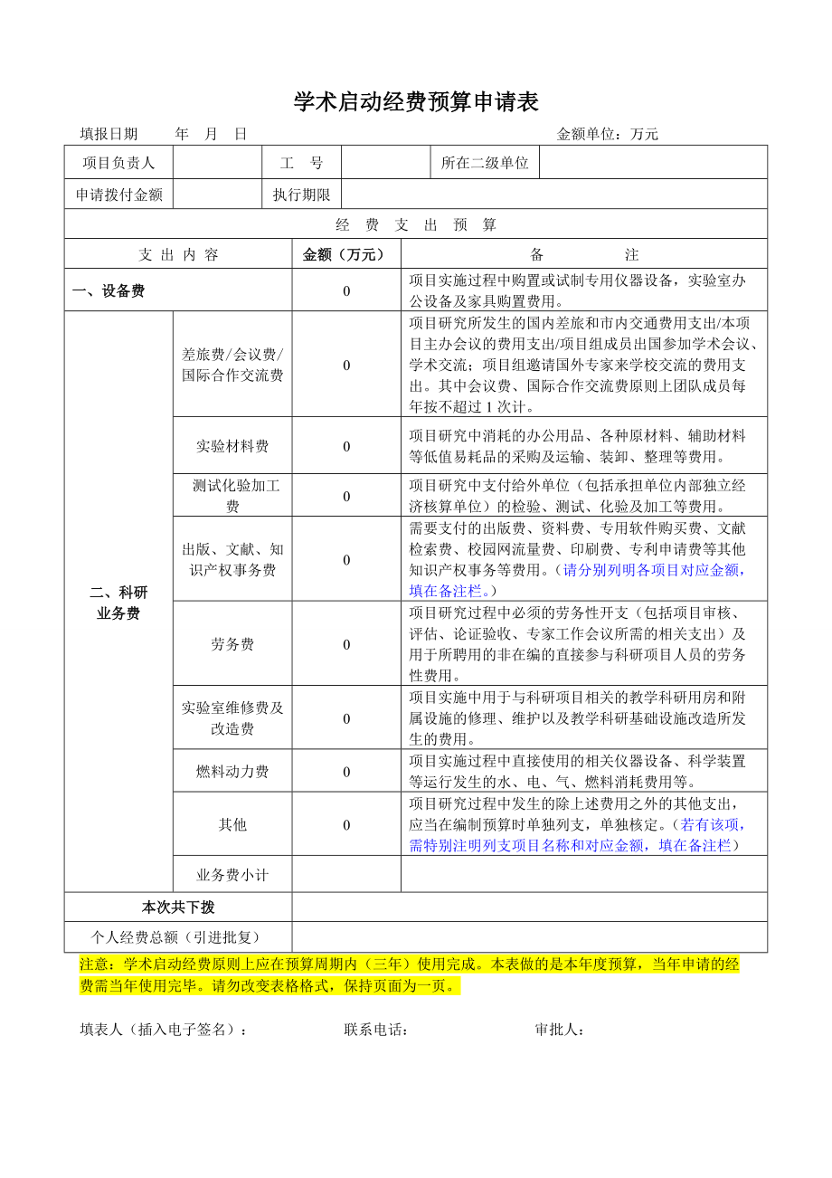 专项经费预算申报表_第1页