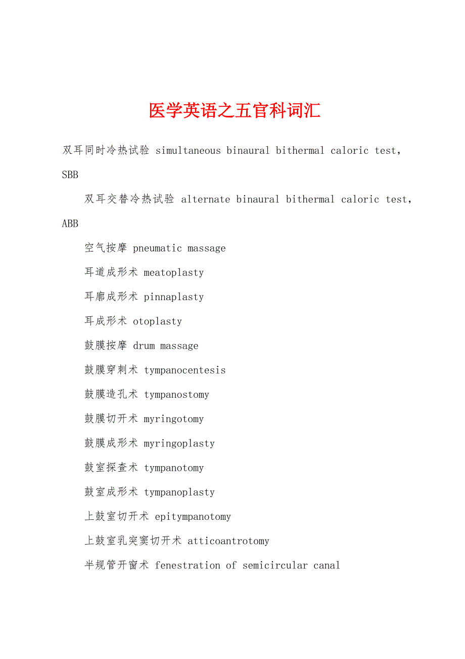 医学英语之五官科词汇_第1页