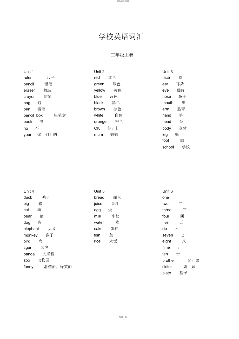 2022年人教版3--6级单词表_第1页
