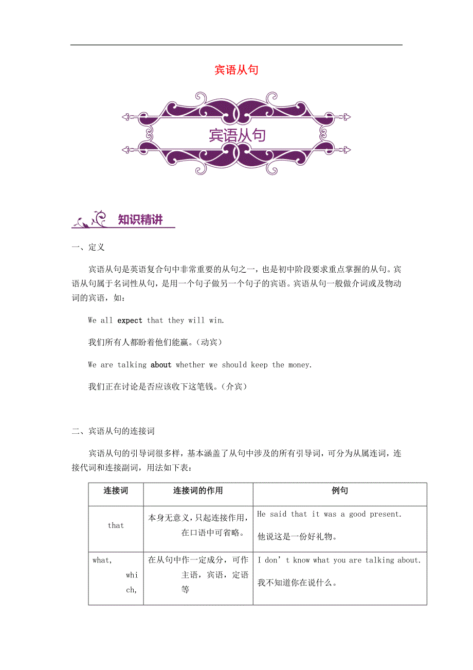 中考英语二轮复习专题讲与练： 宾语从句（含详解）_第1页